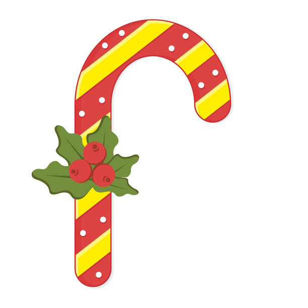 圣诞姜饼干手杖，彩色矢量插图。图片下载
