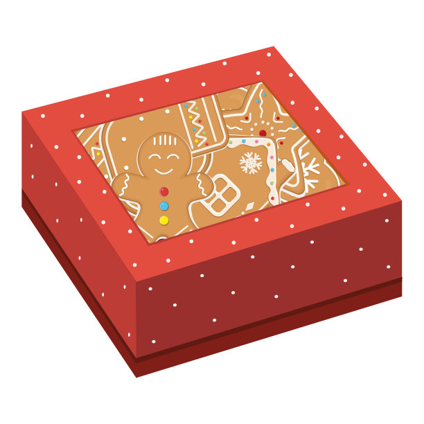 圣诞姜饼干在节日包装，彩色矢量插图在卡通风格图片下载