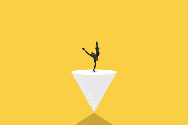 芭蕾舞者站在三角形上保持平衡。工作生活平衡职业机会矢量象征。工作机会和职业。图片下载