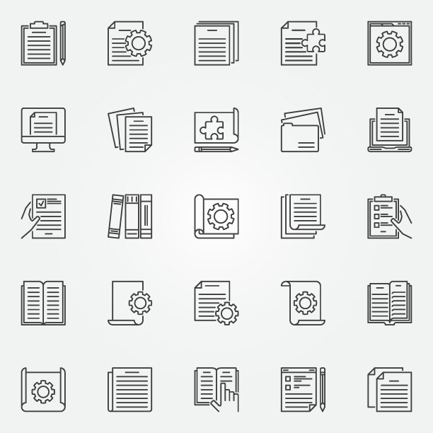 技术文档矢量大纲概念图标集图片下载