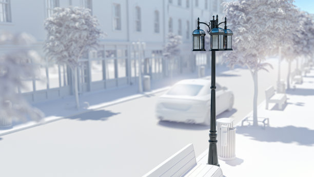 建筑背景与3D建筑模型。图片下载