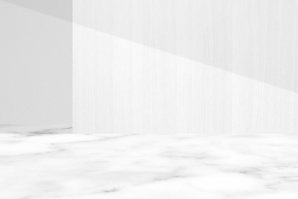 白色木墙和大理石地板，有光影，适合产品展示背景，展示，模拟。图片下载