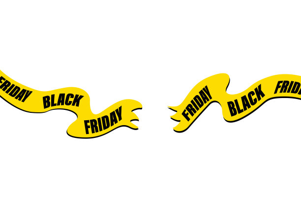 黑色星期五的黄丝带。矢量图图片下载