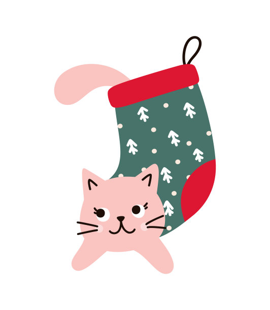 圣诞袜子里的猫图片下载