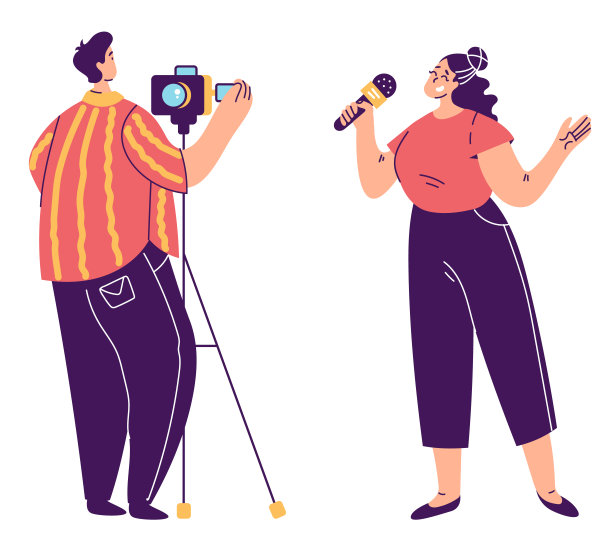 记者确实会进行报道。摄影师电视记者采访新闻抽象概念。矢量平面设计插画元素图片下载