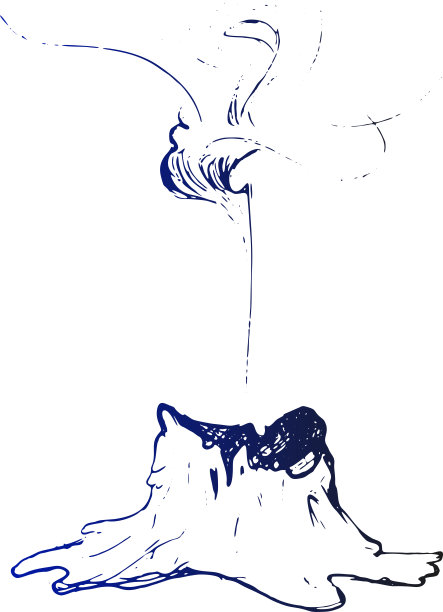 木材树的树干树桩正在燃烧，浓烟正在升起。矢量插图，简单的手绘线图标图片下载