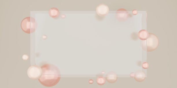 文字和图片的玻璃框架现代装饰背景3D插图图片下载