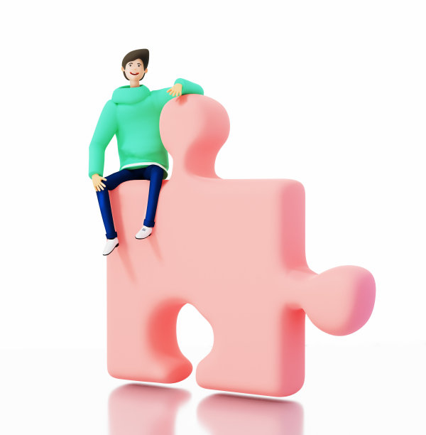 商人和拼图。快乐上班族3D效果图图片下载