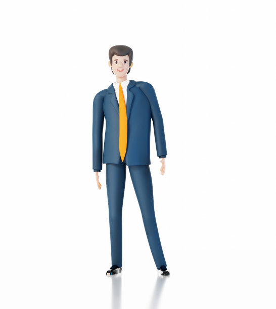 成功、自信的商人。快乐上班族3D效果图图片下载