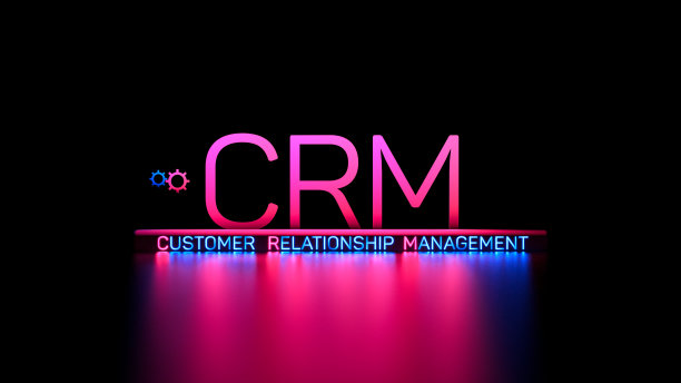 CRM。客户关系管理——旗帜概念。三维渲染图片下载