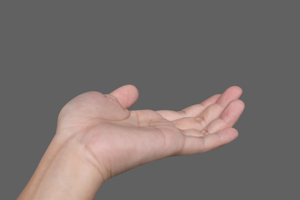 手势在灰色背景中孤立。图片下载