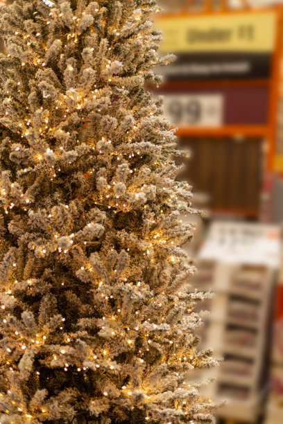 超市里装饰着的圣诞树图片下载