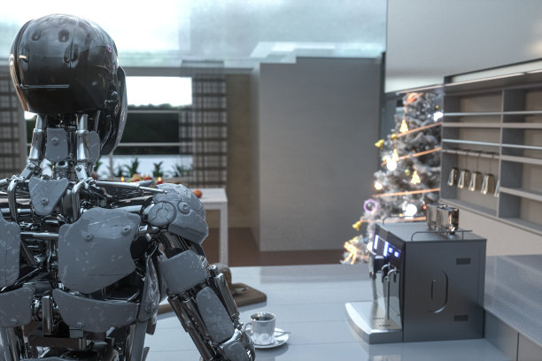 圣诞晚餐和机器人图片下载