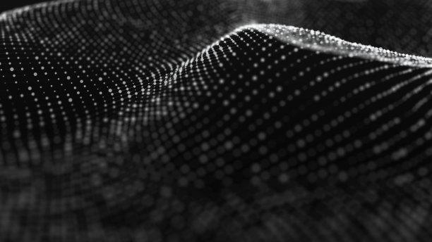 未来的点和线的背景与动态波。大数据。抽象背景三维渲染。4 k。图片下载