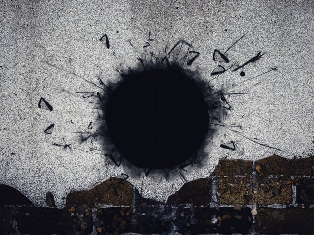 带有圆孔的墙的3d插图图片下载