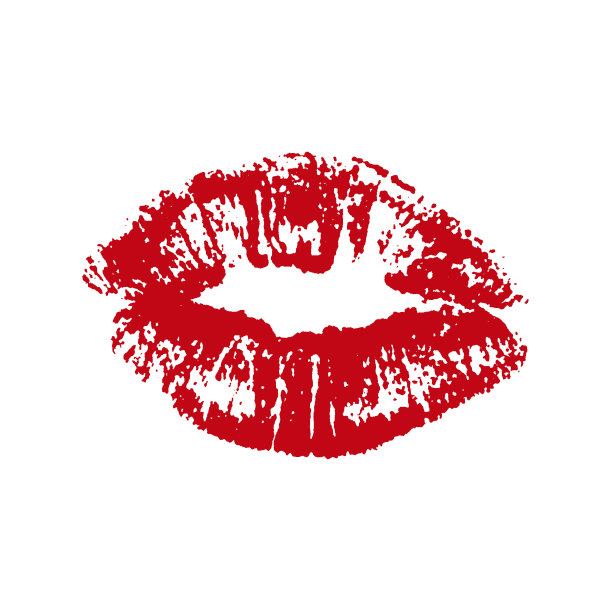 红色口红打印矢量插图图片下载