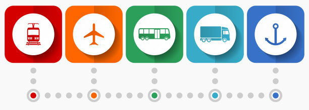 运输矢量图标集，配送概念信息图模板，物流按钮集合图片下载