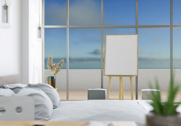 床旁边的画框图片下载