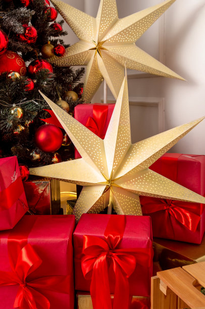 冬季假期的室内装饰是一棵神奇的发光圣诞树图片下载