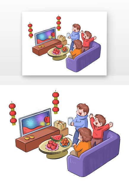 看春晚温馨一家人图片下载