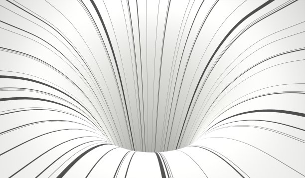 抽象隧道，黑洞。曲面的曲率。细细的线条质感。三维渲染图片下载