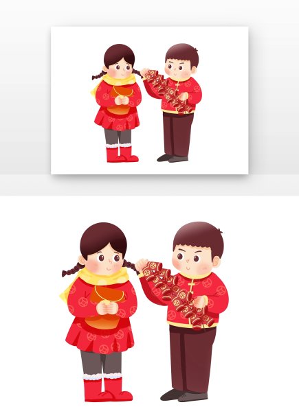 新年拜年儿童组合图片下载