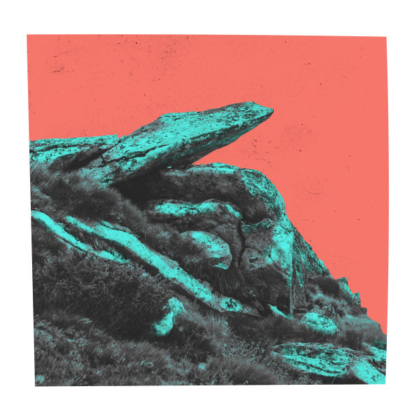 当代艺术拼贴。复古风格的创意设计。岩石的形象。山美。图片下载