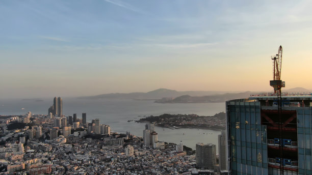 高角鸟瞰厦门，福建图片下载