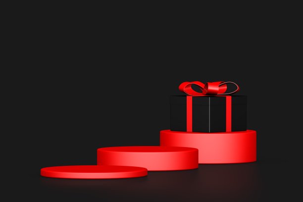 空的产品展示区与黑色星期五的概念，礼品盒图片下载