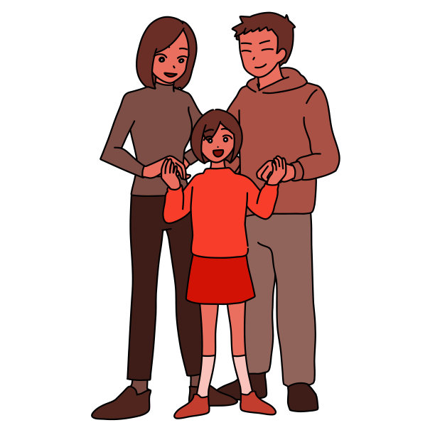 父母和女儿手牵着手。图片下载