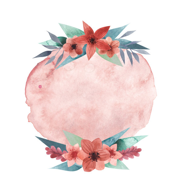水彩花圈图片下载