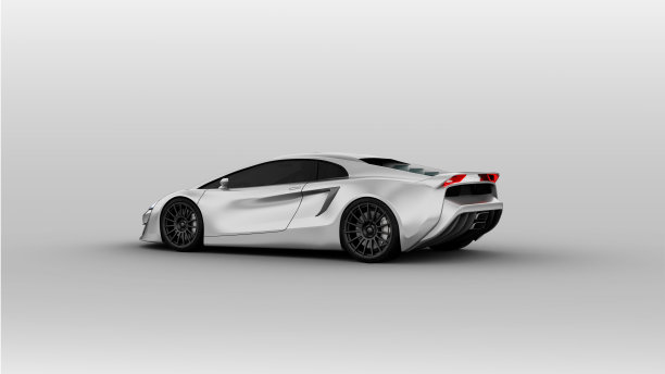 白色背景上孤立的灰色跑车侧视图图片下载