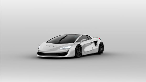 白色背景上的灰色跑车正面图图片下载