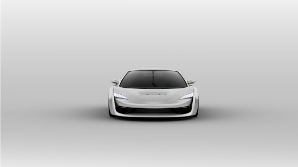 白色背景上的灰色跑车正面图图片下载