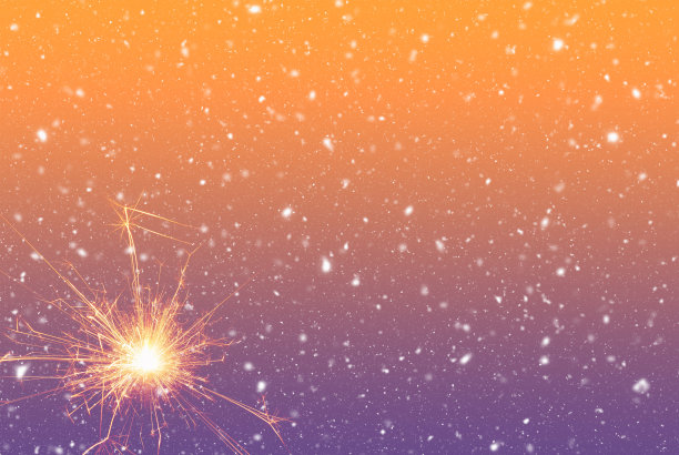 燃烧的火花在抽象的雪景背景。新年快乐。三维演示图片下载