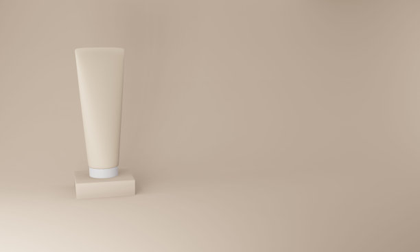 3D渲染包装的一管天然化妆品面霜的展台上的实物模型图片下载