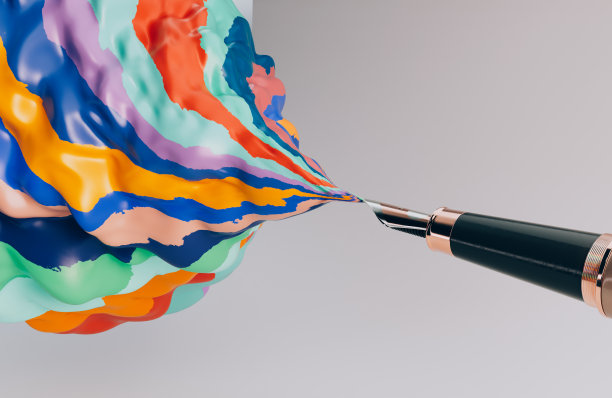 钢笔和彩色墨羽图片下载