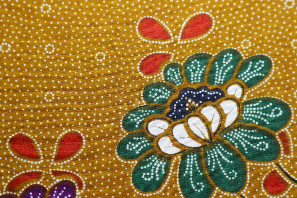 赭色蜡染面料，东方花卉质感。图片下载