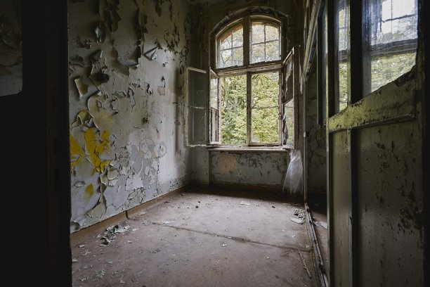 废弃旧建筑内部的美丽景色图片下载