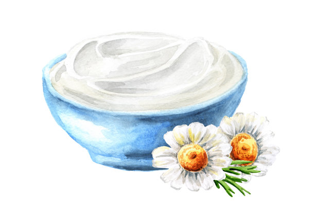 酸奶油。手绘水彩插图，孤立在白色背景图片下载