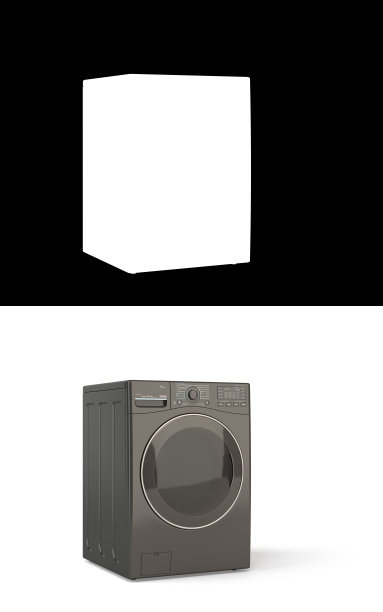 黑块洗衣机在白色背景3D插图与阿尔法图片下载