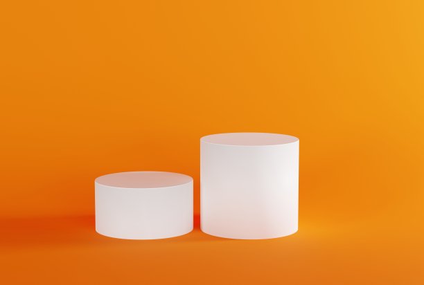 橙色背景上的简单平台。图片下载