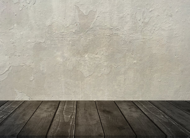 空木桌面与混凝土墙图片下载