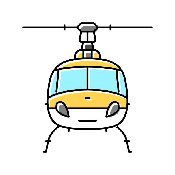 直升机运输车辆颜色图标矢量插图图片下载