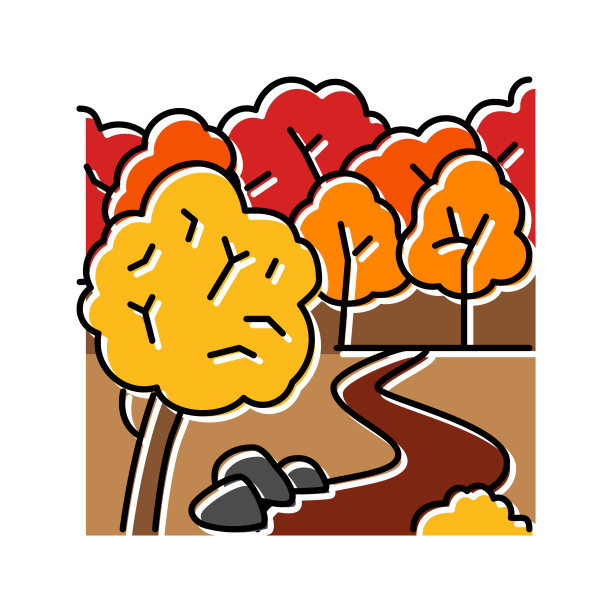 森林黄色秋天的颜色图标矢量插图图片下载