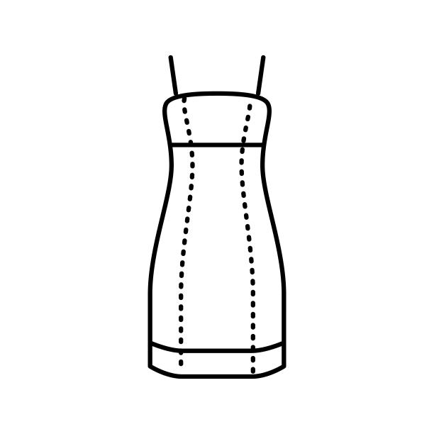 连衣裙牛仔线图标矢量插图图片下载