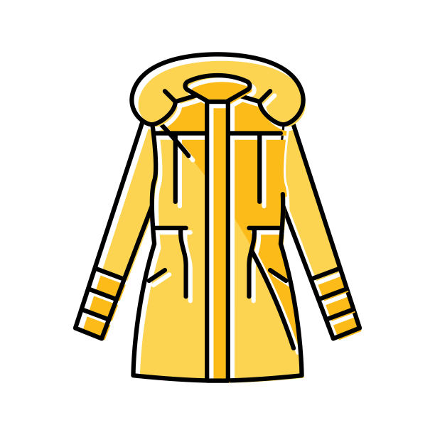 派克外套外套女性颜色图标矢量插图图片下载