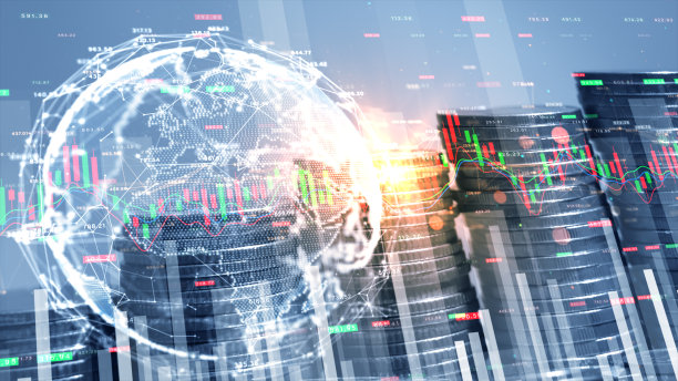 币栈图证券交易所金融投资、全球金融业务投资策略竞赛、投资安全数据分析技术抽象背景。三维渲染图片下载