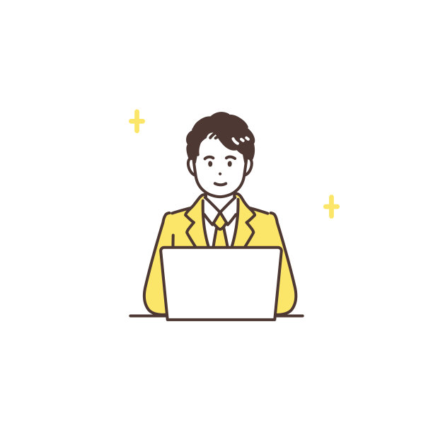 商人在笔记本电脑上打字的插图。向量。图片下载