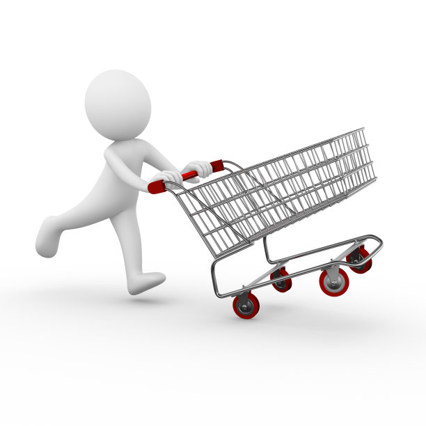 在超市推着购物车!图片下载